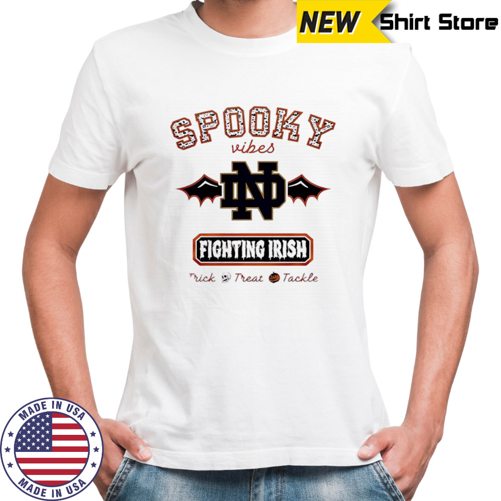 Notre Dame Fighting Irish Spooky Vibes Trick Treat Tackle Halloween 2025 shirt