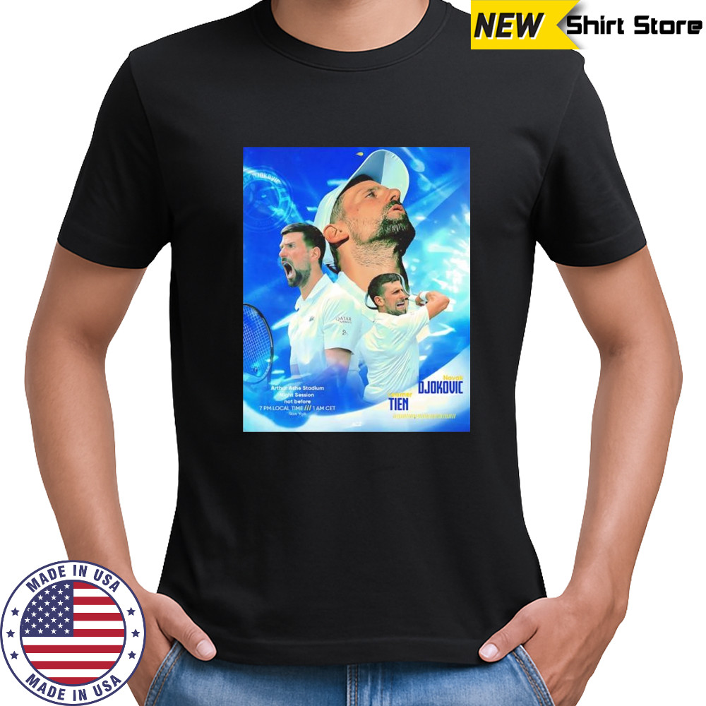 Novak Djokovic US Open tennis matchday graphic shirt