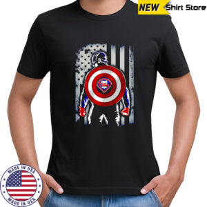 Philadelphia Phillies Captain America Marvel Avengers Flag Baseball shirt