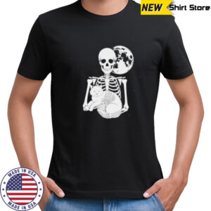 Skeleton Cat Skull Kitty Cute Goth Halloween Shirt