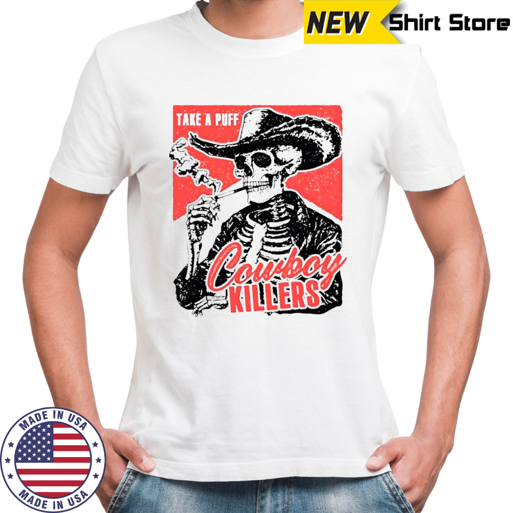 Smoking skeleton cowboy killers shirt
