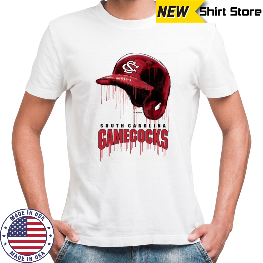South Carolina gamecocks dripping baseball helmet shirt