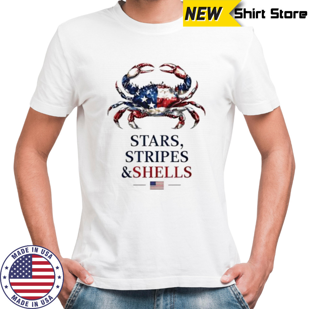 Stars Stripes and Shells crab shirt