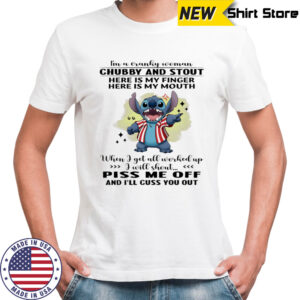 Stitch i’m a cranky woman chubby and stout here is my finger here is my mouth shirt