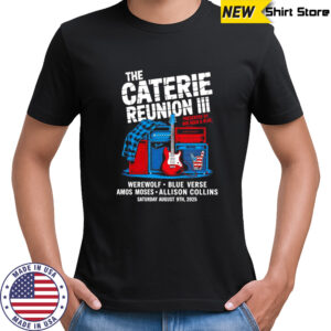 The Caterie Reunion III red rock and blue shirt