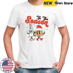 Tis the Season Cookies & Milk Teacher T-shirt