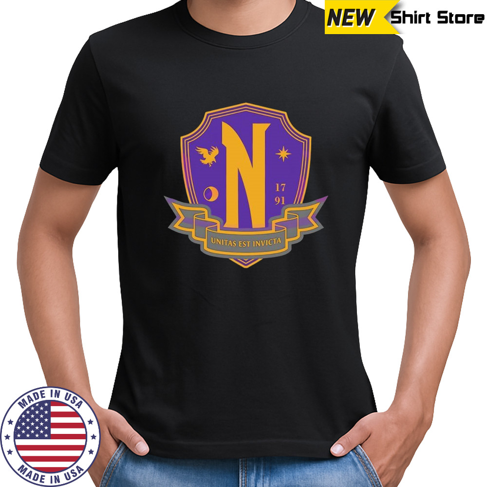Wednesday Nevermore academy crest gothic school emblem 1791 shirt