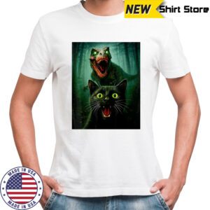 Zombie T-Rex and Cat selfie Halloween shirt