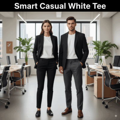 White T-Shirt + Black Blazer