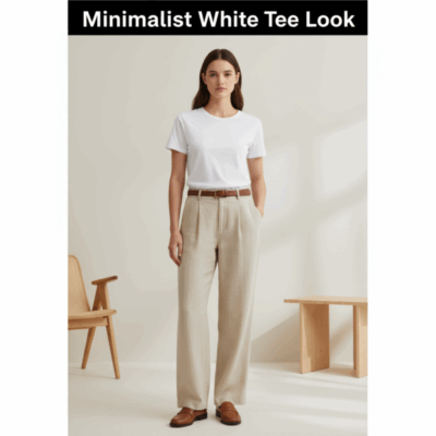 White Tee + Wide-Leg Trousers