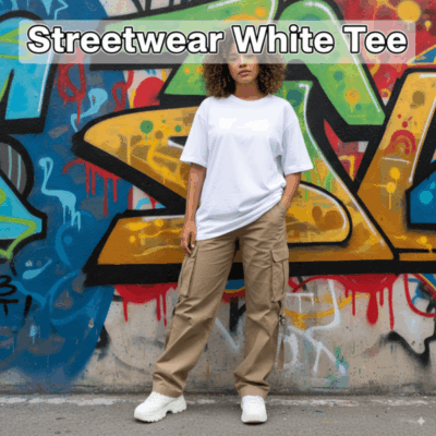 White Tee + Cargo Pants (Streetwear)