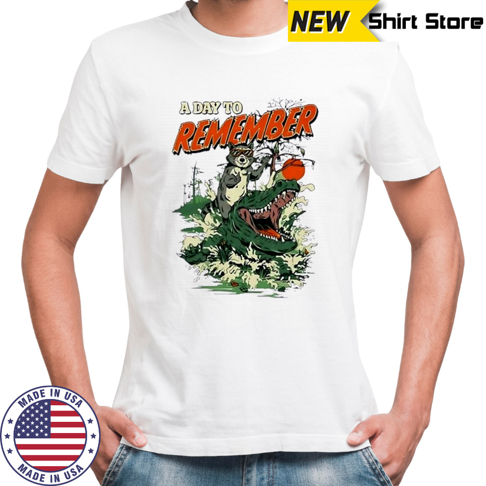 A Day To Remember Raccoon Riding Alligator Sunglasses Funny Animal Illustration shirt