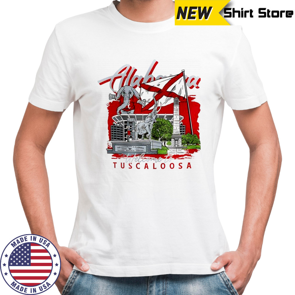 Alabama Crimson football welcome to Tuscaloosa hand drawn campus masot shirt