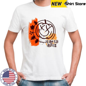 All the fall things pumpkin and maple leaves logo shirt