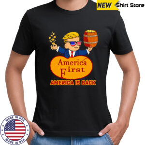 America First America Is Back Donald Trump Cartoon Character Throwing Gold Coins shirt