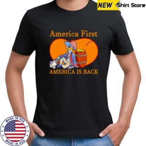 America First America Is Back Skeleton Patriot Sitting shirt