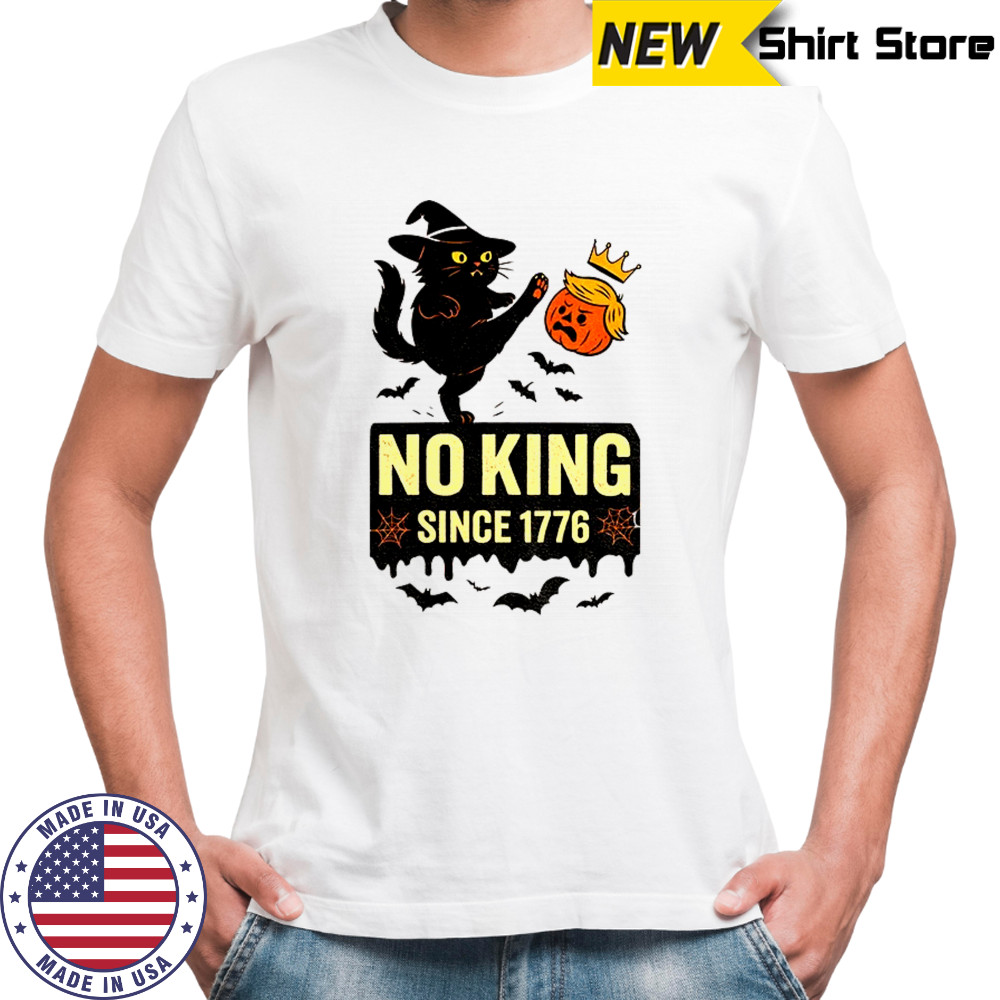 Black Cat Halloween No King Since 1776 Protest Subtle Anti-Trump shirt