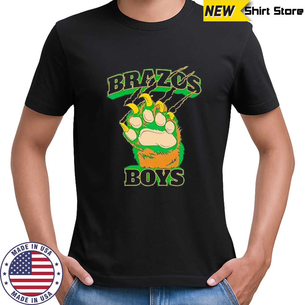 Brazos Boys big claw scratching text distressed shirt