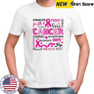 Breast Cancer Awareness October We Wear Pink Awareness Ribbon Strength Faith shirt