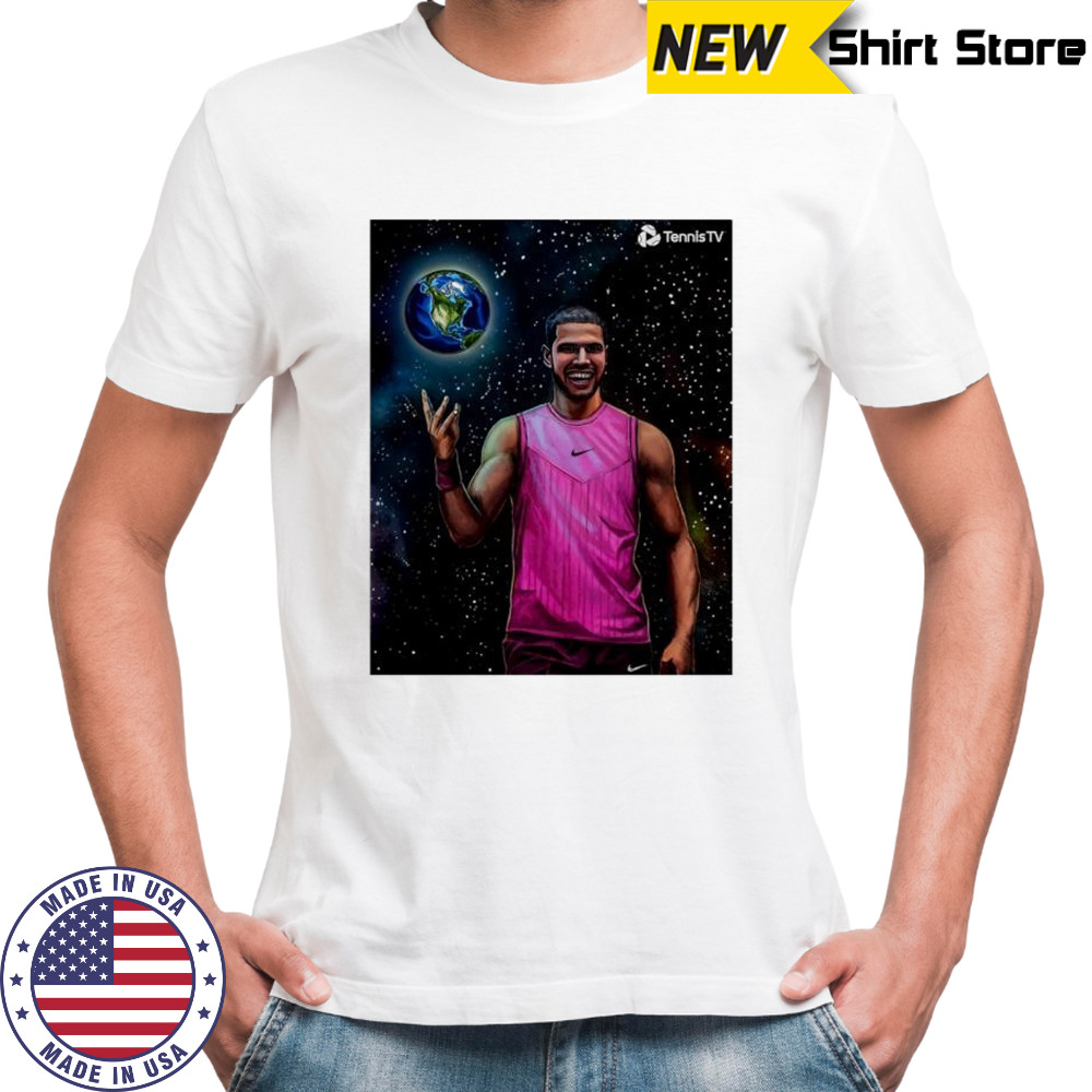 Carlos Alcaraz Us Open tennis Champion backon top of the world shirt