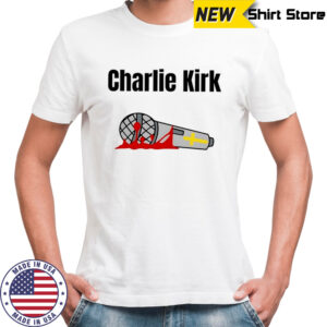 Charlie Kirk mic drop memorial shirt