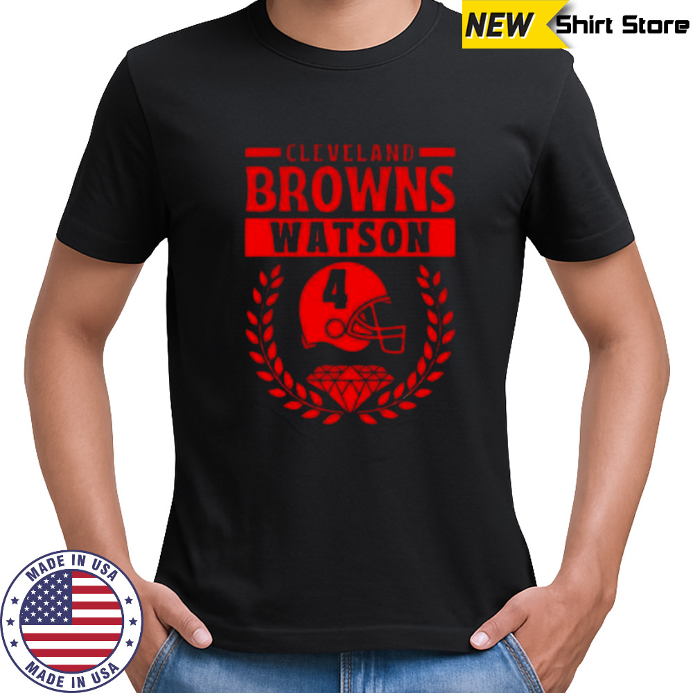 Cleveland Browns Watson Football Player 4 Helmet Diamond Logo T-Shirt
