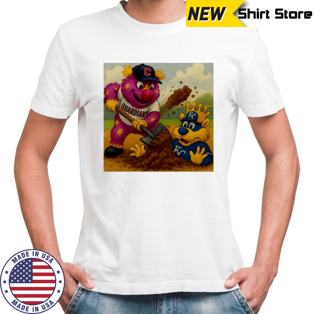 Cleveland Guardians vs Kansas City Royals NFL Slider overwhelm Sluggerrr mascot shirt