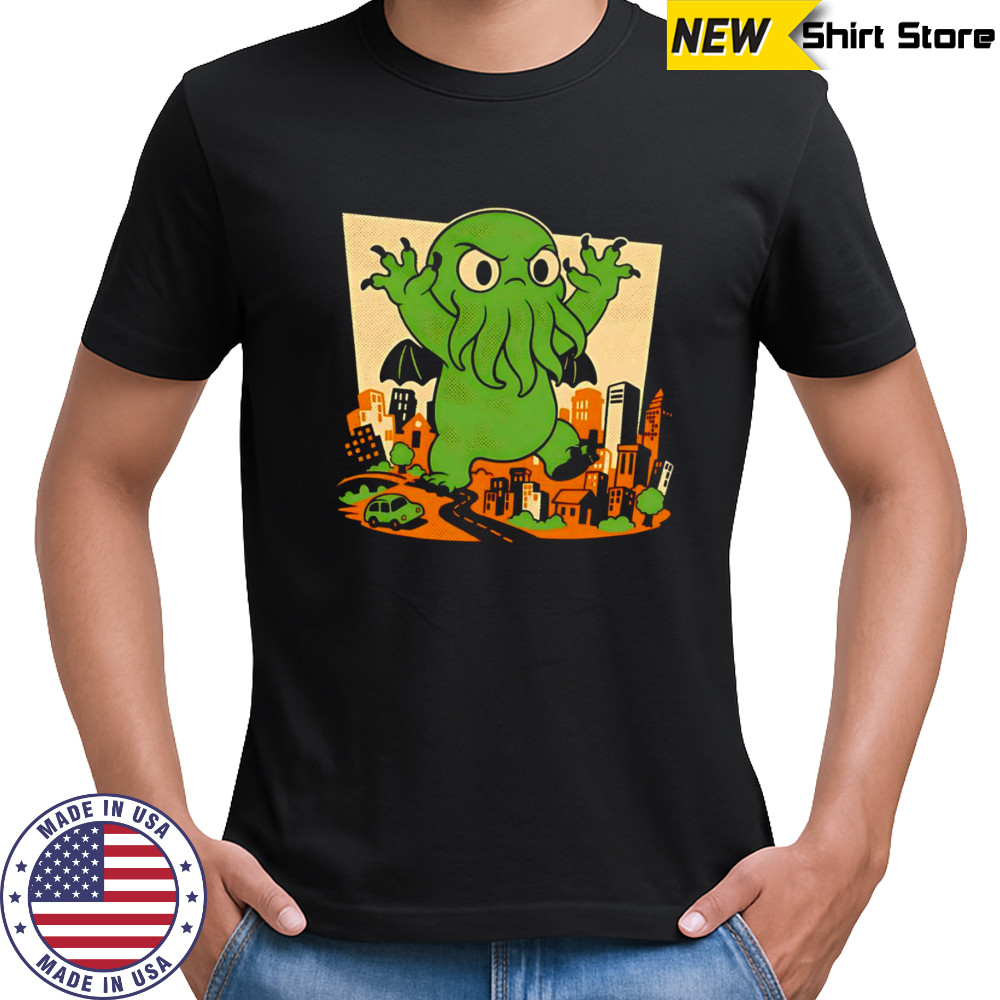 Cthulhu City Destruction funny graphic shirt