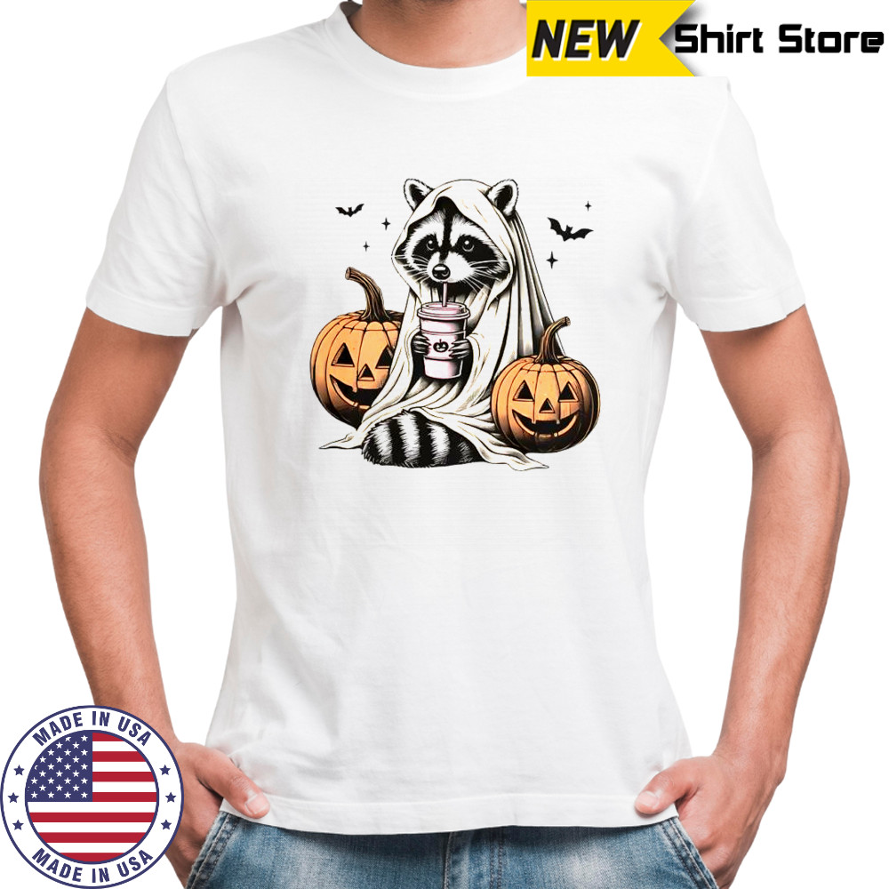 Halloween Cute Raccoon Pumpkin Spooky Season Retro shirt