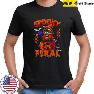 Halloween Spooky And Feral Raccoon Pumpkin Boys Kids shirt