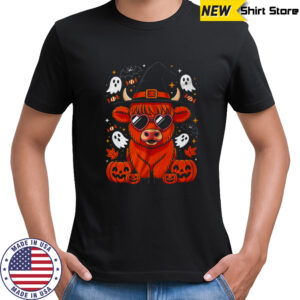 Highland Cow Halloween Pumpkin Funny Spooky Autumn shirt