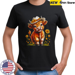 Highland Cow Scottish Hairy Cattle Floral Women Girls shirt