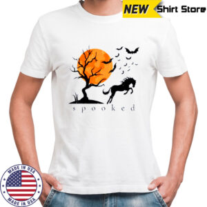 Horse vintage moon and bats equestrian spooked Halloween shirt