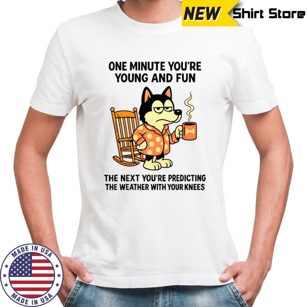 Husky dog one minute you’re young and fun shirt
