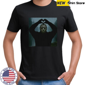Jason Voorhees Heart hand sign Halloween horror movie character shirt