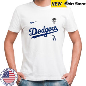 Los Angeles Dodgers official logo with Latino Heritage LA shirt