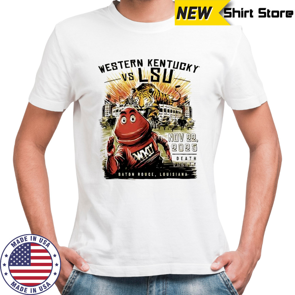 LSU Tigers vs Western Kentucky gameday 2025 mascot shirt