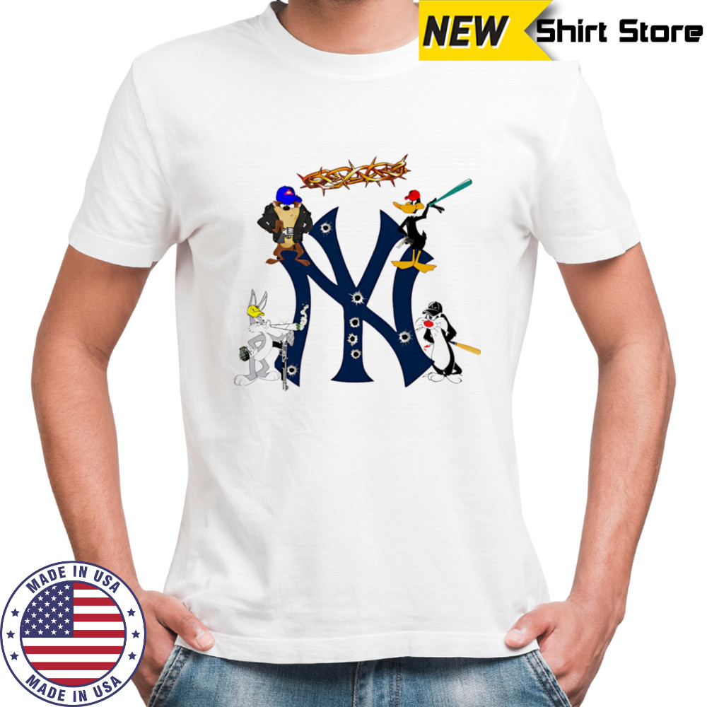 New York Yankees Looney Tunes cartoon character mashup shirt