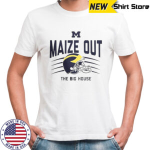 Official Michigan Wolverines Maize Out The Big House Scratch Helmet T-Shirt