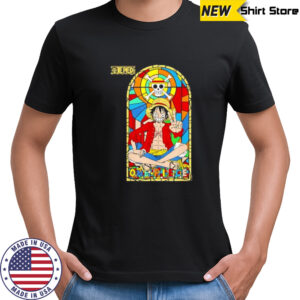 One Piece Luffy Stained Glass Skull and Crossbones Anime Manga shirt