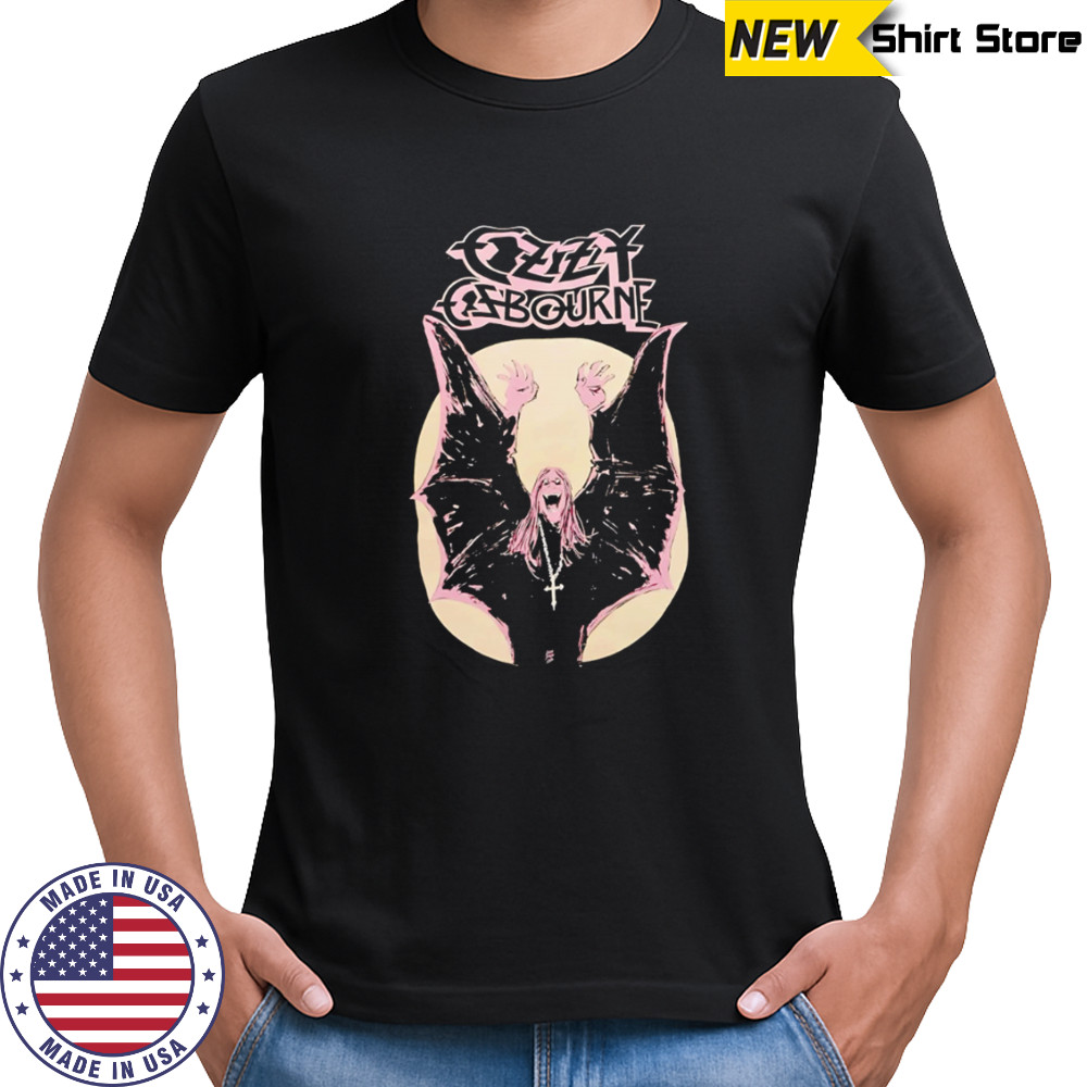 Ozzy Osbourne Batwing Character with Cross Necklace Retro shirt