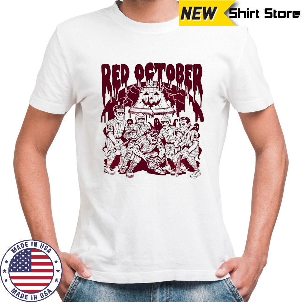 Philadelphia Phillies baseball phanatic red october Hallowenn characters shirt