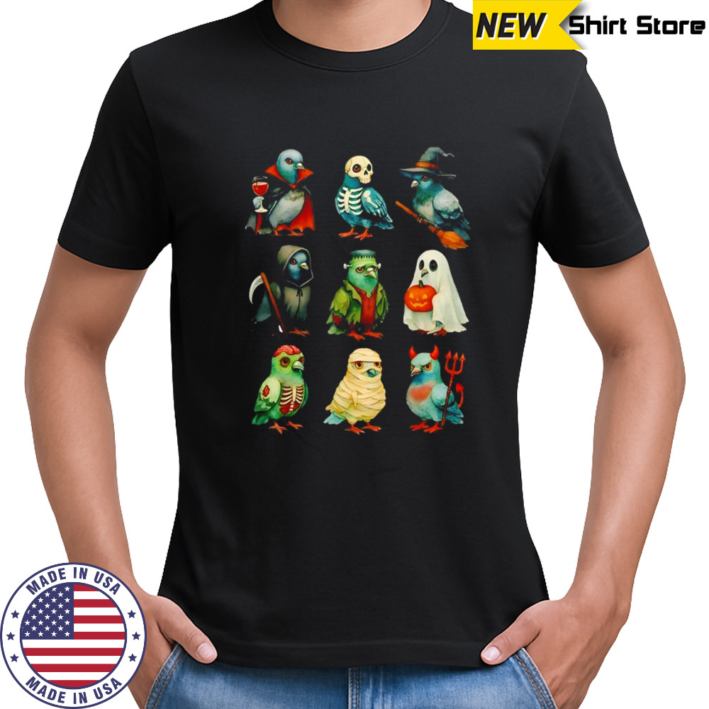 Pigeon Bird Spooky Witch Boo Zombie Halloween shirt