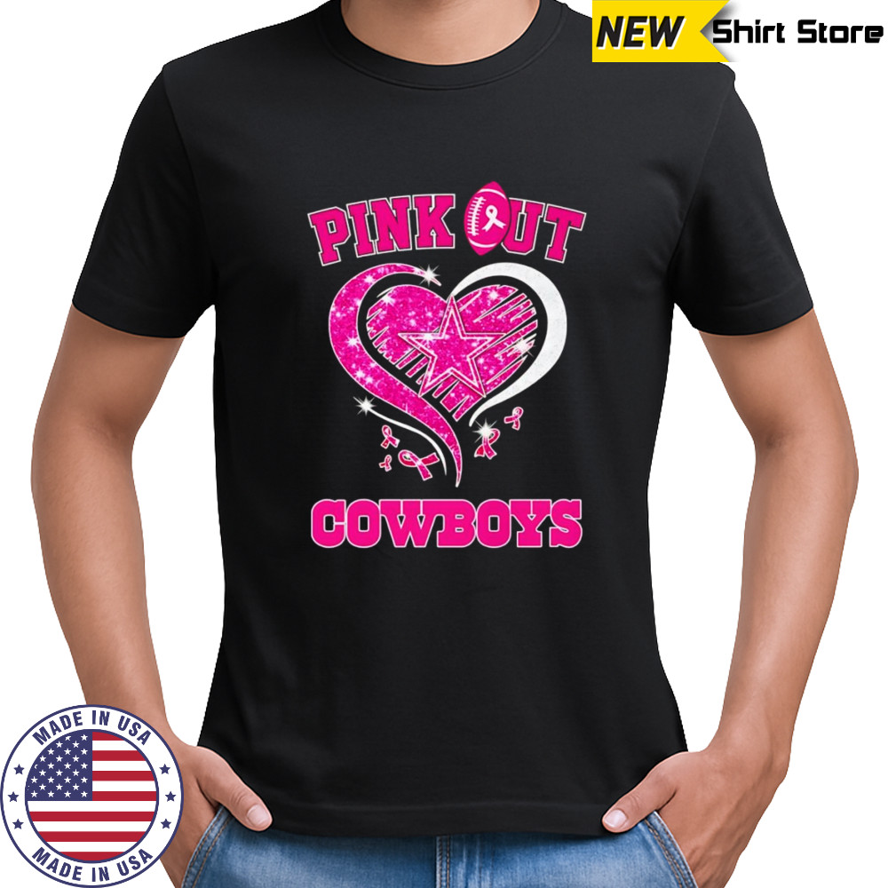 Pink out Dallas Cowboys Breast Cancer diamond heart shirt