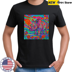 Rainbow Rhino Art Style shirt