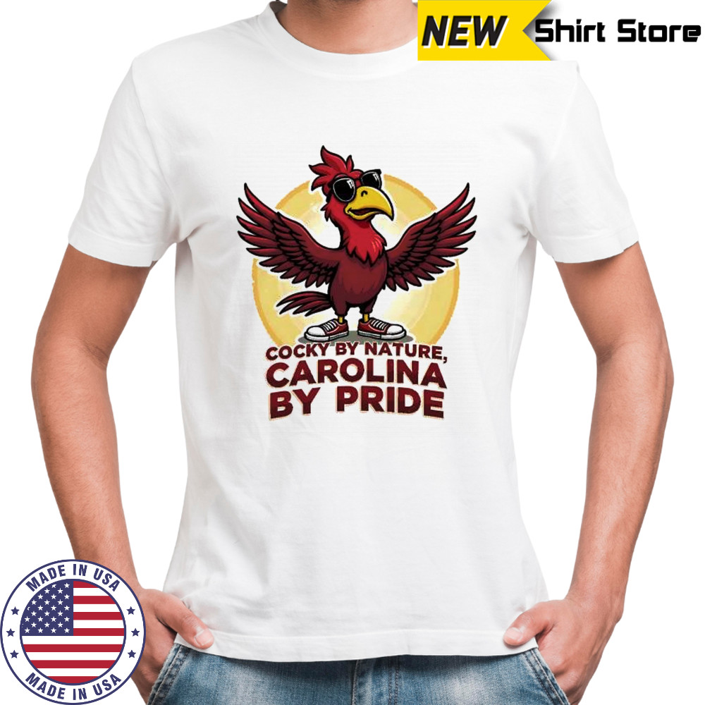 Red rooster cocky by nature Carolina by Pride shirt