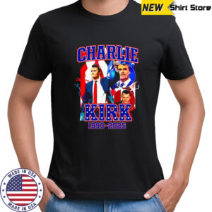 RIP Charlie Kirk 1993 2025 American flag lighting graphic memorial shirt