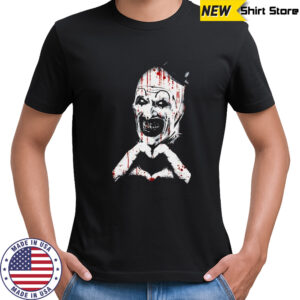 Scary horror clown creepy heart hands shirt