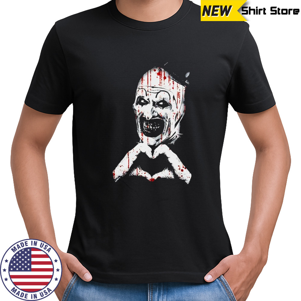 Scary horror clown creepy heart hands shirt