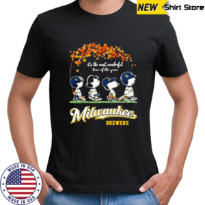 Snoopy The Peanuts Milwaukee Brewers It’s The Most Wonderful Time Of The Year Walking T-shirt